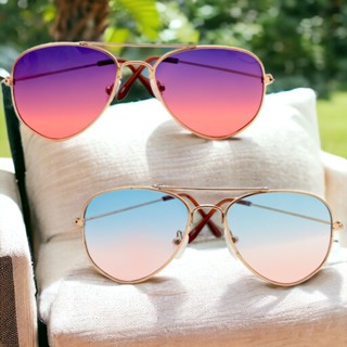 Óculos Feminino e Masculino Infantil Estilo Aviador Alça Dourada e Lente Colorida Kids em Oferta na Shopee
