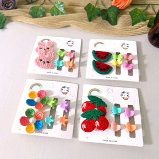 Kit 24 Presilhas Elástico Prendedor de Cabelo Mini Piranha Formato de Laço Flor Frutas em Oferta na Shopee