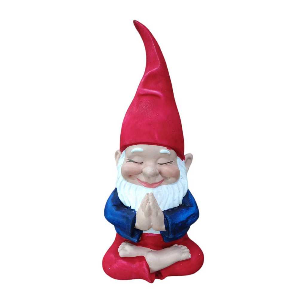 Gnomo Zen Duende Agradecimento Anão de Jardim Esotérico Dois Modelos 18 Cm e 9 Cm