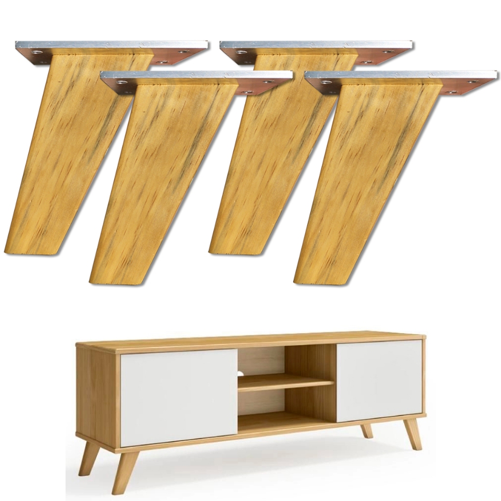 Pé Palito Móveis 10cm Chato Madeira Maciça 4un