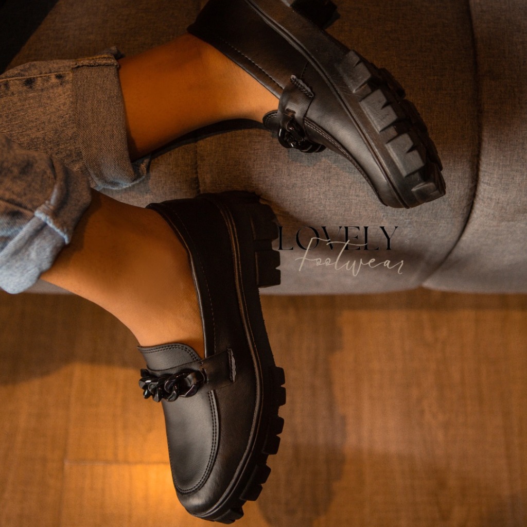 Sapato Mocassim Feminino Preto Tratorado Super Confortável Promoção Imperdível
