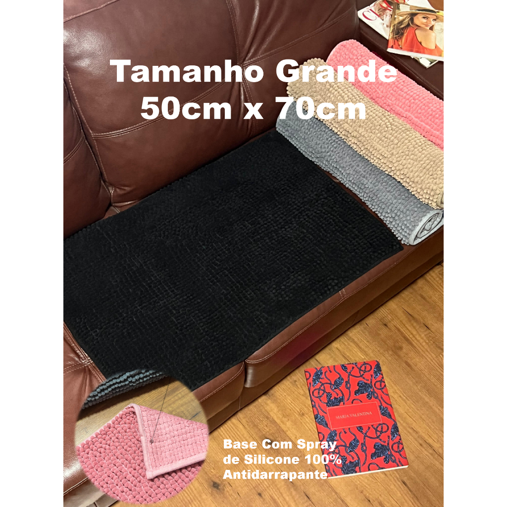 Tapete de Banheiro Bolinha Microfibra Premium Antiderrapante 50x70 Cm