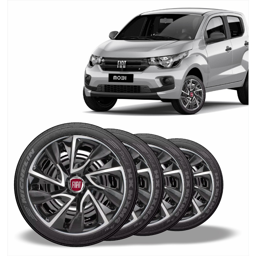 Jogo 4 Calota Esportiva Ds4 Aro 13 14 15 Fiat Mobi Punto Argo Linea Uno