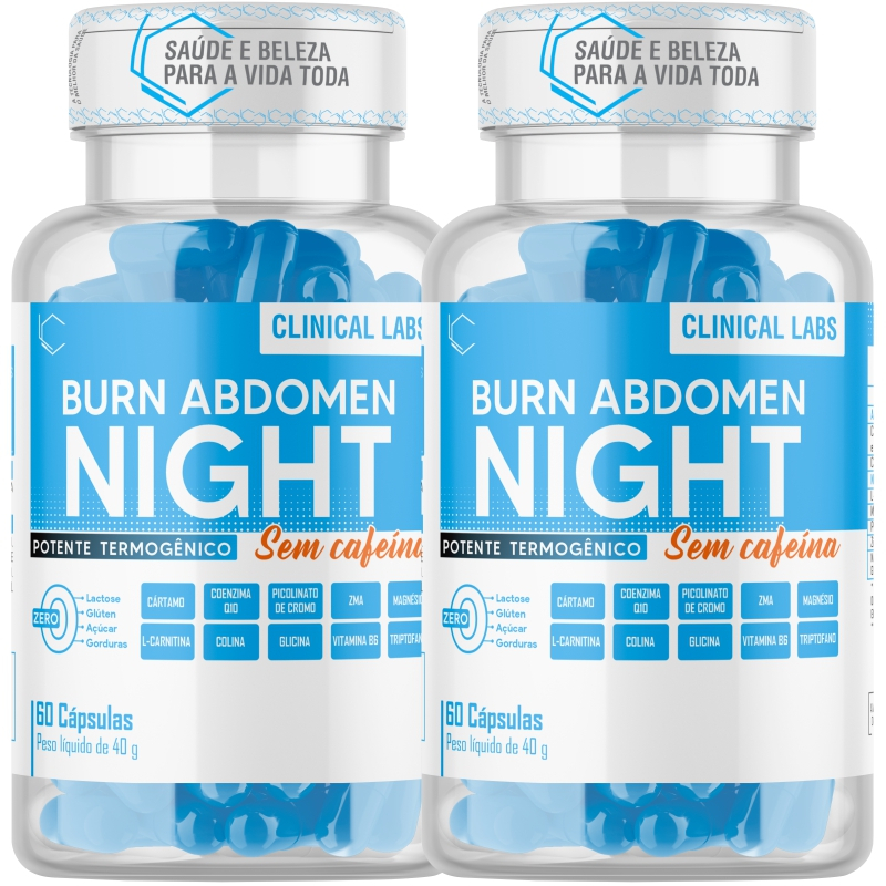 Kit 2x Termogenico sem cafeina - Burn Abdomen Night, 60 cáps em Oferta na Shopee