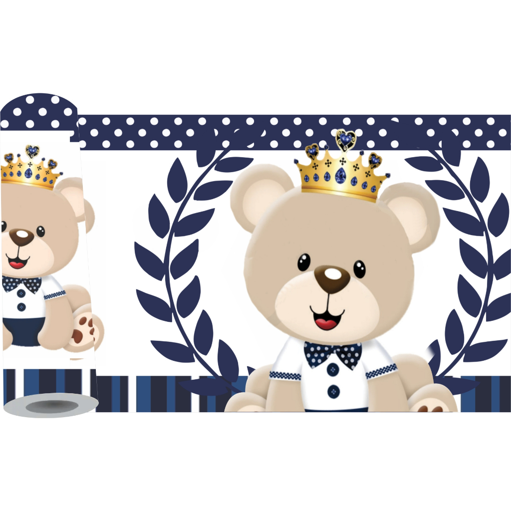 7 Faixa Border Adesivo Parede Urso Ursinho Principe Rei Azul Quarto Menino