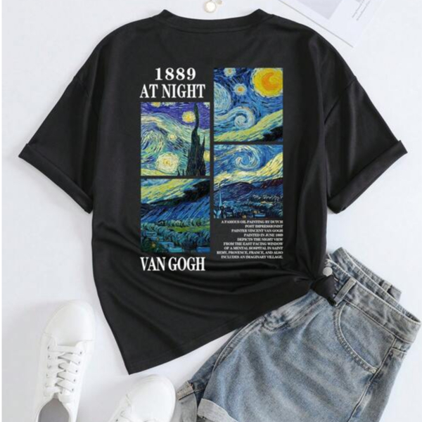Camiseta T-shirt Unissex Algodão Van Gogh Vintage 1889 em Oferta na Shopee
