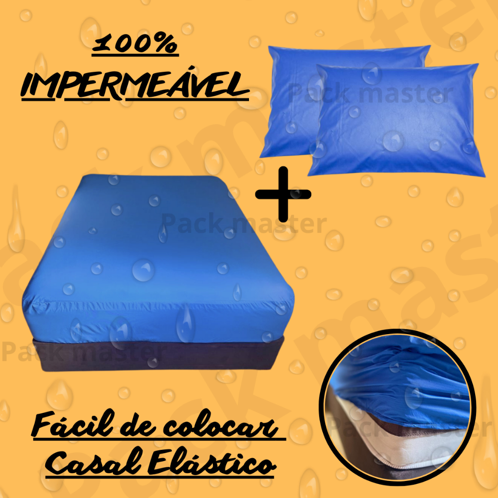 Capa Colchão e Travesseiro Casal Elástico 100%  Impermeável Antialérgica Hospitalar Premium Não Vaza