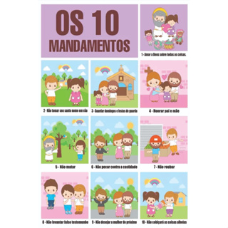 BANNER ARTE PRONTA - OS 10 MANDAMENTOS / BÍBLICO / INFANTIL em Oferta na Shopee