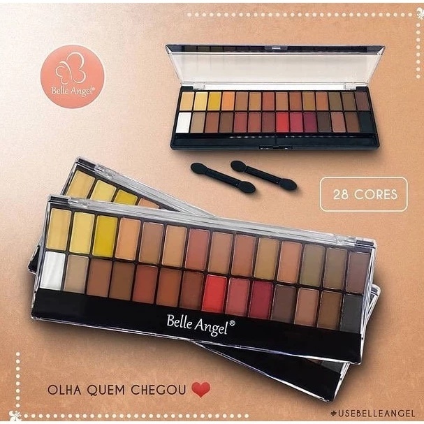 Paleta De Sombra 28 Cores - Belle Angel B013-1 Maquiagem Nude + Pincel Incluso