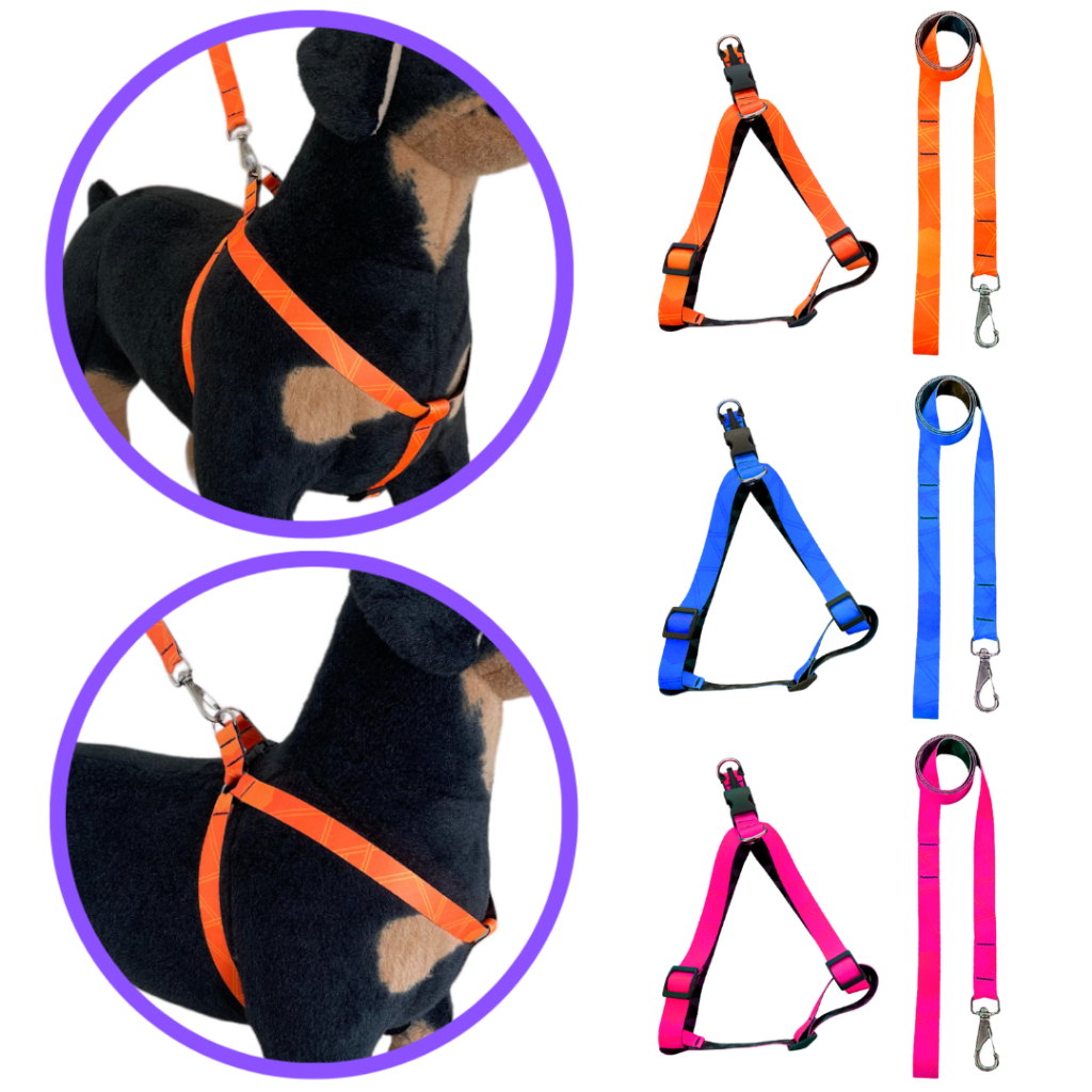 Coleira peitoral ajustável com guia para cães