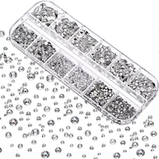 Kit Com 12 Strass Pedrinhas Brilhantes de Múltiplos Tamanhos Prata em Oferta na Shopee