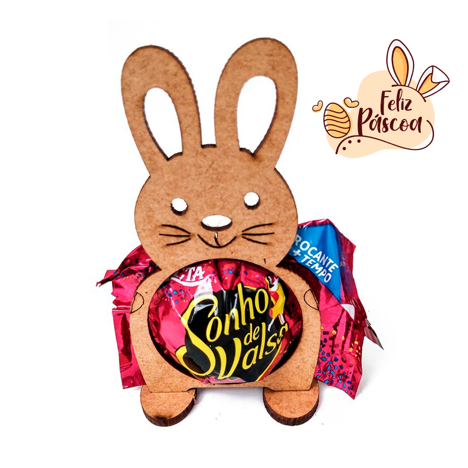 Kit com 10 Lembrancinhas Coelhos Porta Bombom para Páscoa em Madeira MDF Achadinhos da Shopee