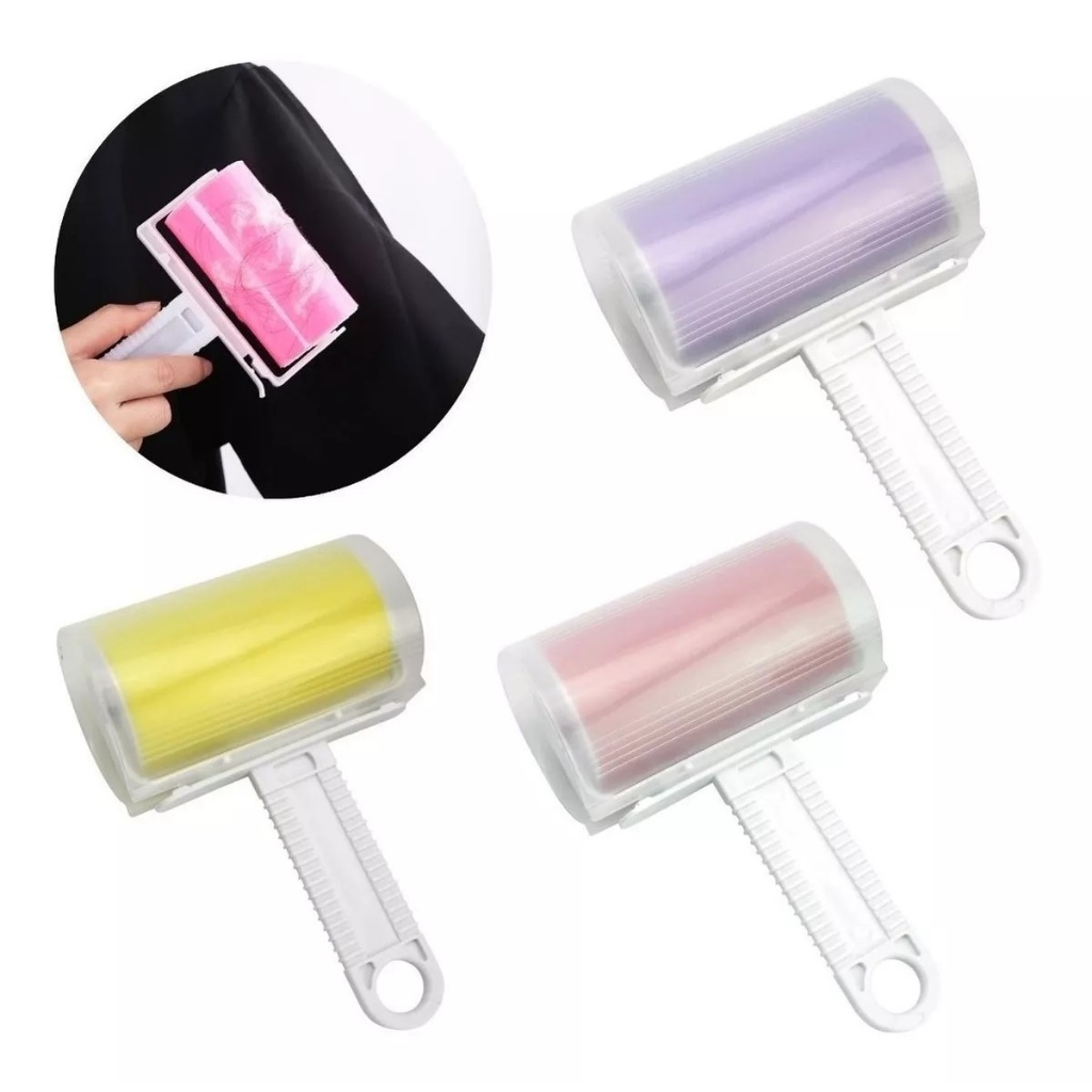 Kit com 3 Rolo Mágico Tira Pelos Adesivo Higiênico de Roupas, Sofás e tecidos - Lavável Reutilizável