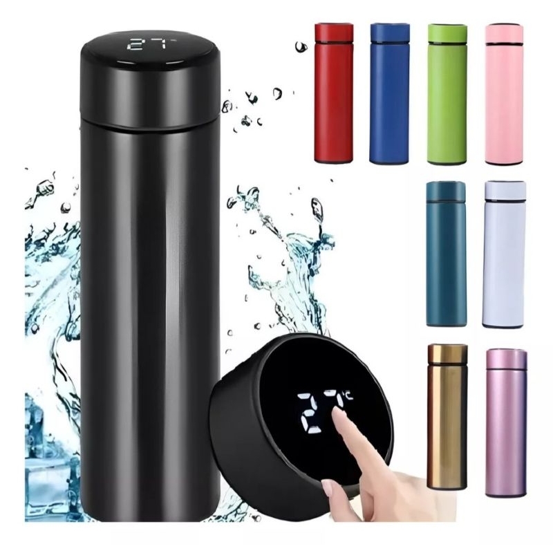 Garrafa térmica com visor de temperatura gela tudo automática 500 ml
