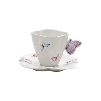 Xicara de Chá Porcelana C/pires Borboletas 200ml Wolff