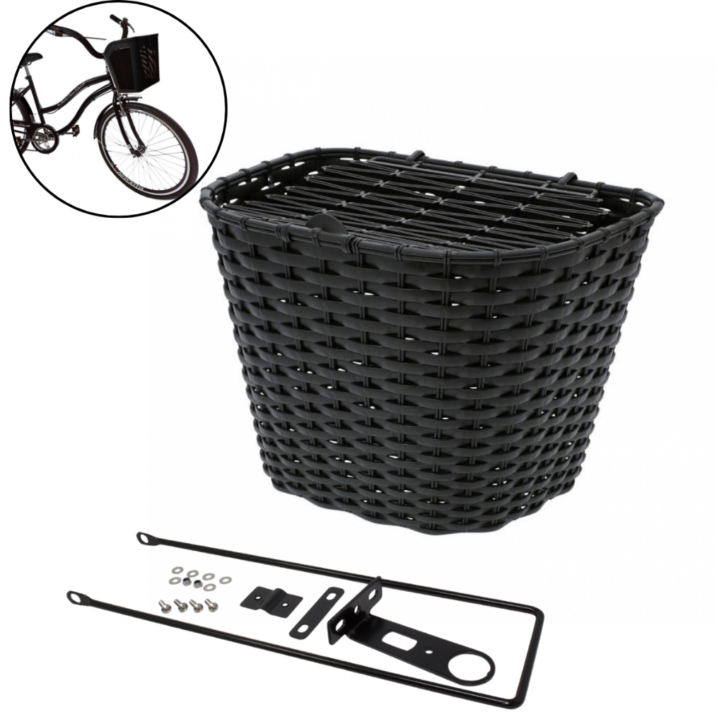 Cesta Cestinha Com Tampa de Plástico para Bicicleta Bike Aro 24 e 26 Grande Preta Resistente Reforçada em Oferta na Shopee