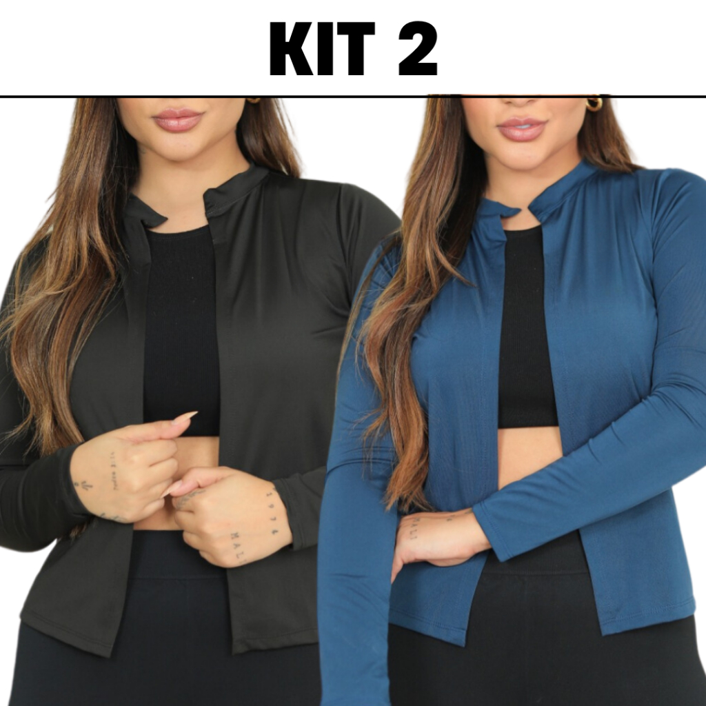 Kit 2 cardigan feminino casaquinho proteção solar uv casaco academia térmico