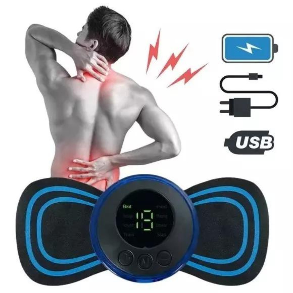 Mini Massagem Elétrico Cervical EMS Alivia Dores Corpo Pescoço Pernas Lombar Portátil Recarregavel