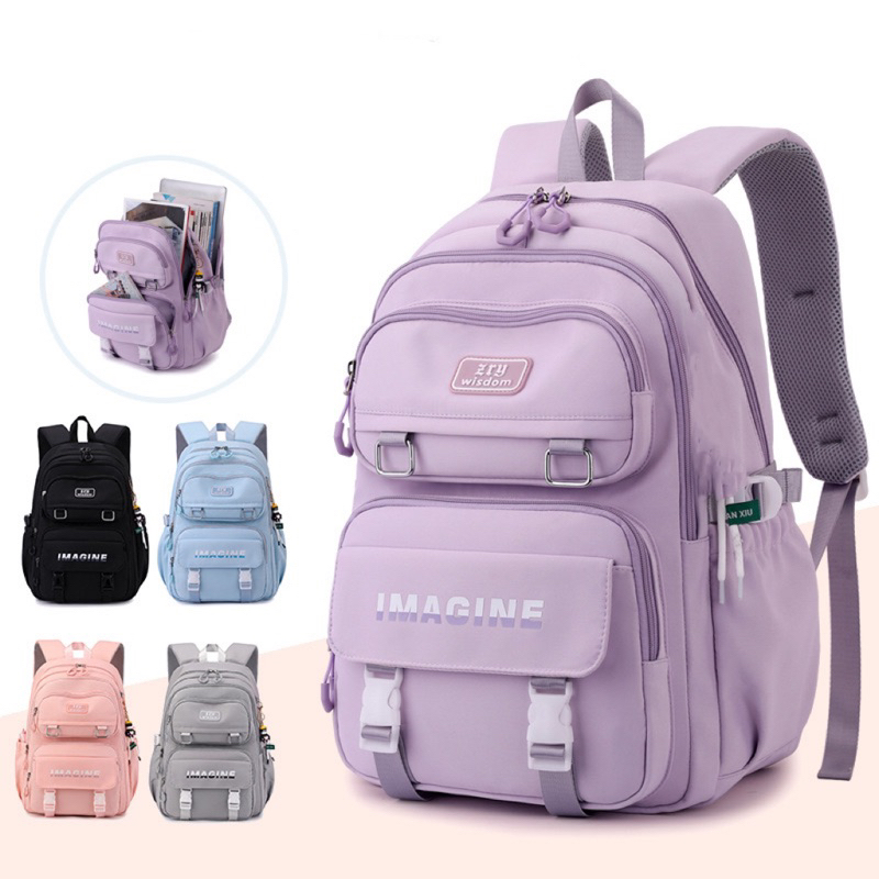 Mochila Feminina Escolar Passeio Coreano Grande Capacidade Impermeável em Oferta na Shopee