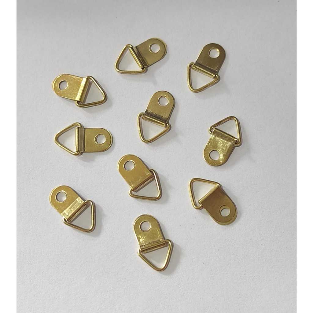 kit 5 e 10 Suporte Pendurador Triangulo Dourado Com Parafuso Para Quadro E Moldura
