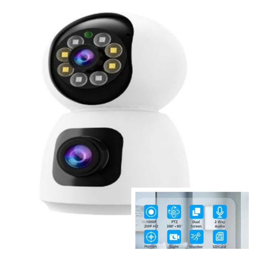 Camera de Segurança Lente Dupla 360 a Prova D'água IP44 Wi-Fi Visão Noturna ÁudioInteligente