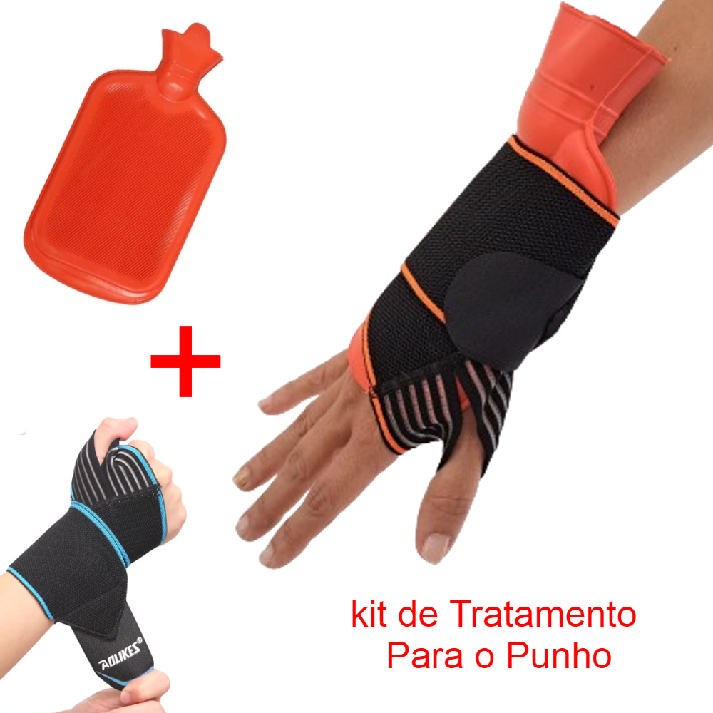 Kit Munhequeira  + Bolsa de Gelo Alívio da Dor Munhequeira Ortopédica de Compressão Ajustável Alivio