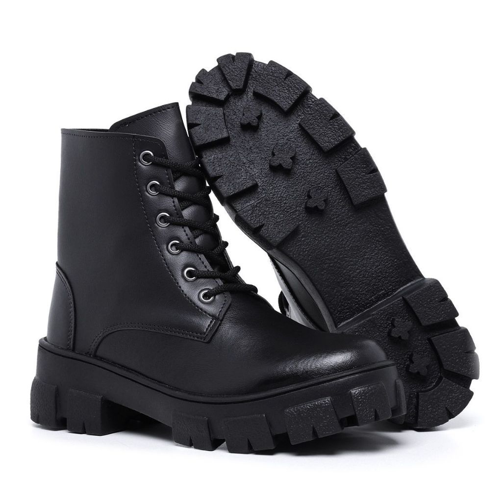 Bota Militar Feminina Tratorada cano Alto Coturno
