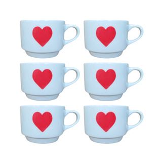 Conjunto 6 Xícaras Hotel Empilháveis Branca Coração 200 Ml em Oferta na Shopee