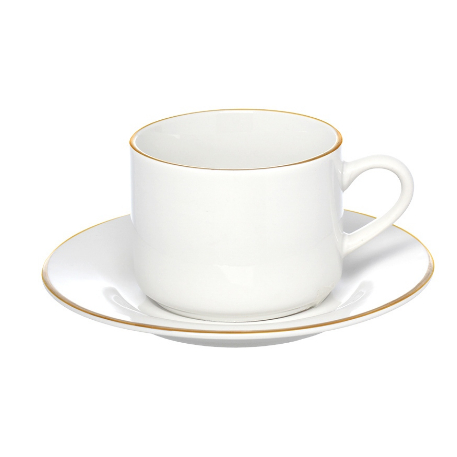 Jogo de Xícaras de Chá Royal em Porcelana com Borda Dourada 200ml 4 Peças - Hauskraft