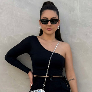 Cropped Top Nula Manga Básico Suplex Poliamida Mula Manca