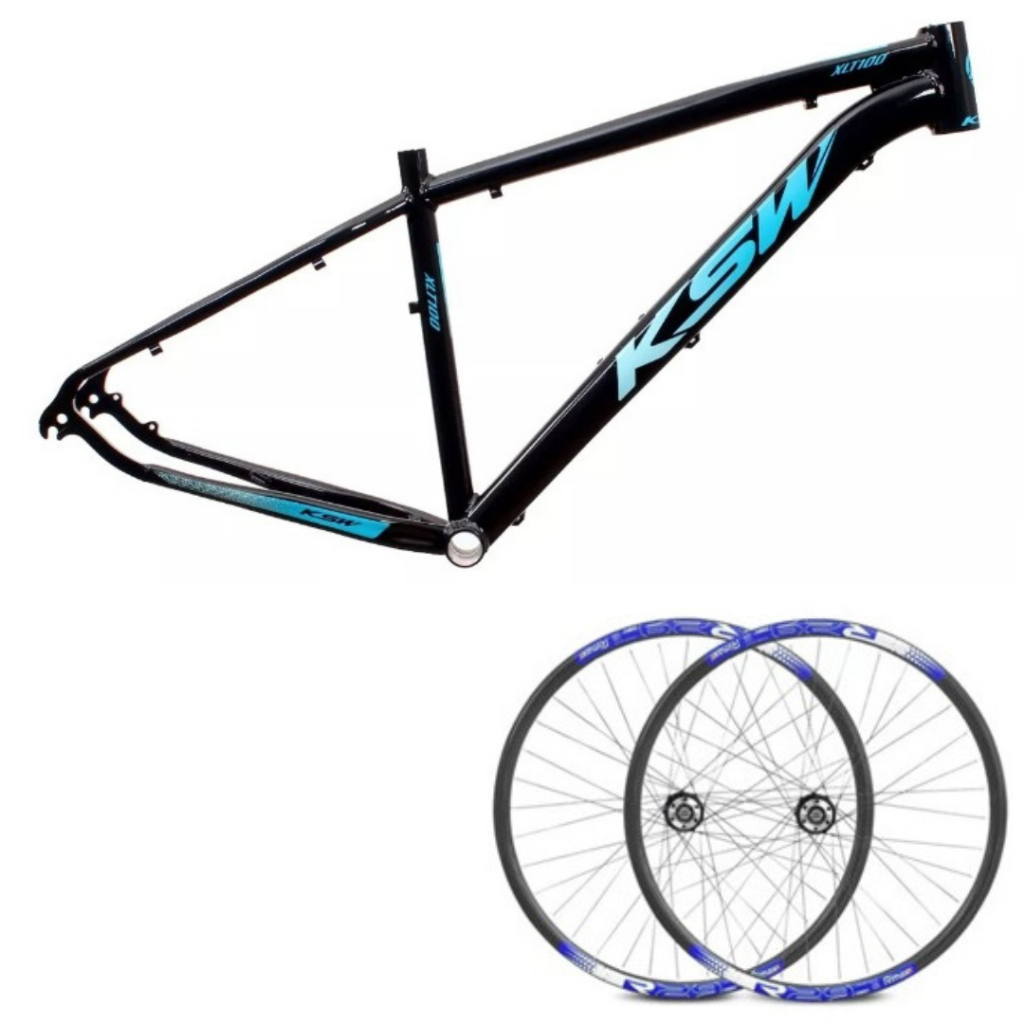 Quadro MTB Aro 29 KSW XLT 100 + Par Roda Aro 29 Rimaxx Rosca