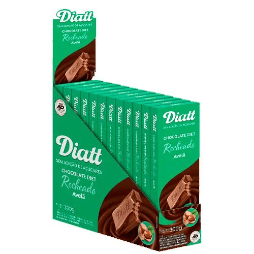 Chocolate Diet Recheado Avelã 12Un de 25Gr Diatt em Oferta na Shopee