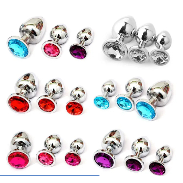 Plug Anal em Aço inox Polido com Detalhe de Joia na Base Escolher Tamanho em Oferta na Shopee