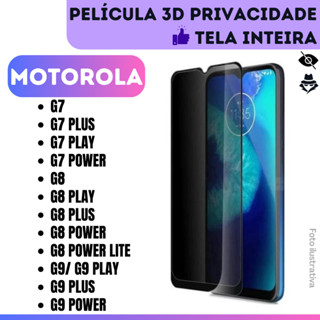 Película de Vidro 3D Privacidade Para Motorola Moto G7 / G7 Plus / G7 Play / G7 Power / G8 / G8 Plus / G8 Play / G8 Power / G8 Power Lite / G9 / G9 Play / G9 Power / G9 Plus / Protetor Anti Espião