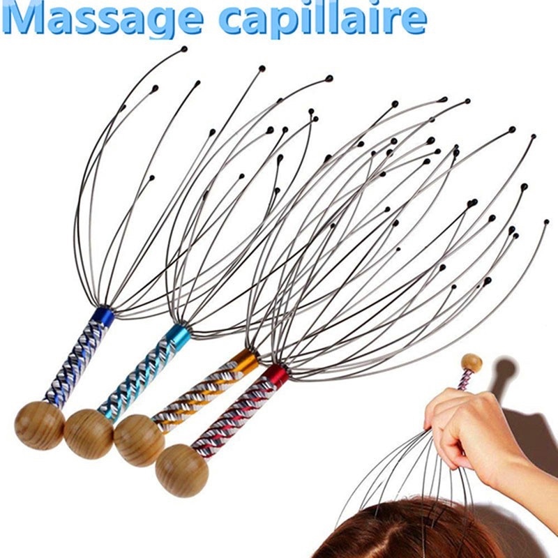 kit com 2 ou 5 massageador coçador de cabeça manual