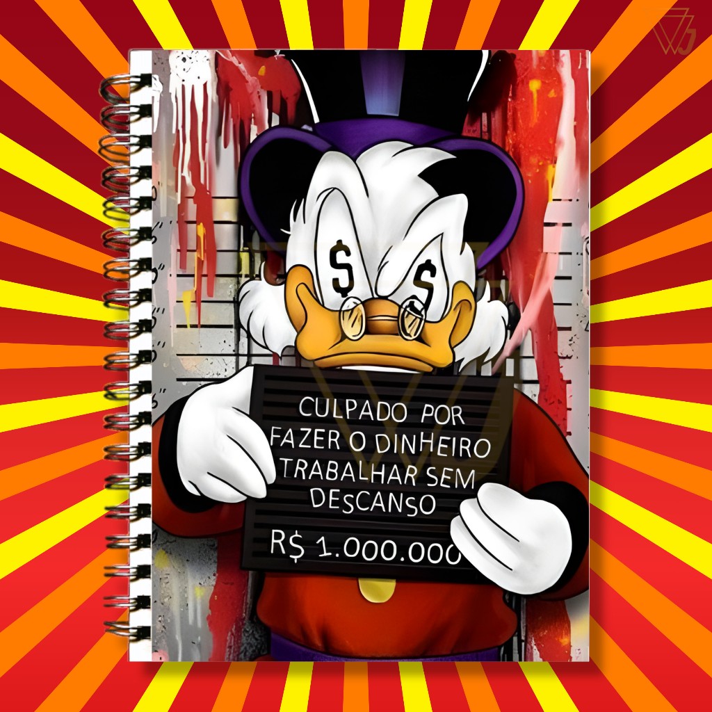 Adesivo Para Capa de Caderno Tio Patinhas Dinheiro Trabalhando Pra Mim Money Quebrada