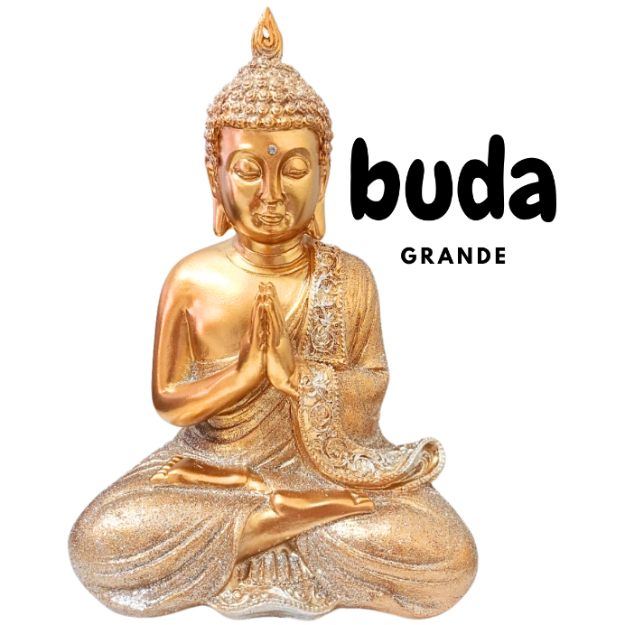 Imagem Estatua Buda Grande Monge Sentado Brilho Dourado Grande