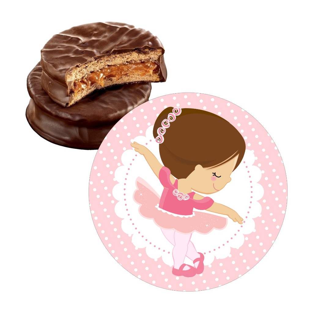 Adesivos para Alfajor 5cm Bailarina - Pronto para ser aplicado, Decoração de Festa de Aniversário Tema Bailarina, Dançarina.