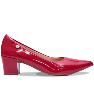 Scarpin Verniz Feminino Sapato Scarpim Salto Grosso Baixo Salto Quadrado Bloco