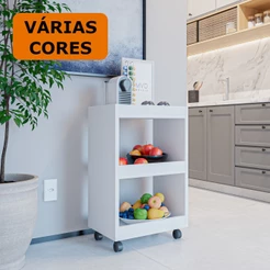 Aparador Multiuso Para Cozinha Com Rodízios Fruteira Carrinho Gourmet