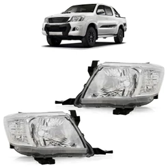 Farol Dianteiro Hilux SR SRV 2012 2013 2014 2015 Máscara Cromada Foco Simples Lente Lisa Acrilico
