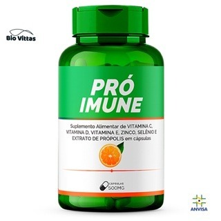 Pró Imune 500mg 120 Capsulas - EXTRATO DE PRÓPOLIS VERDE  VITAMINAC - VITAMINA D -VITAMINA E - ZINCO -SELÊNIO   Suplemento alimentar Bio Vittas