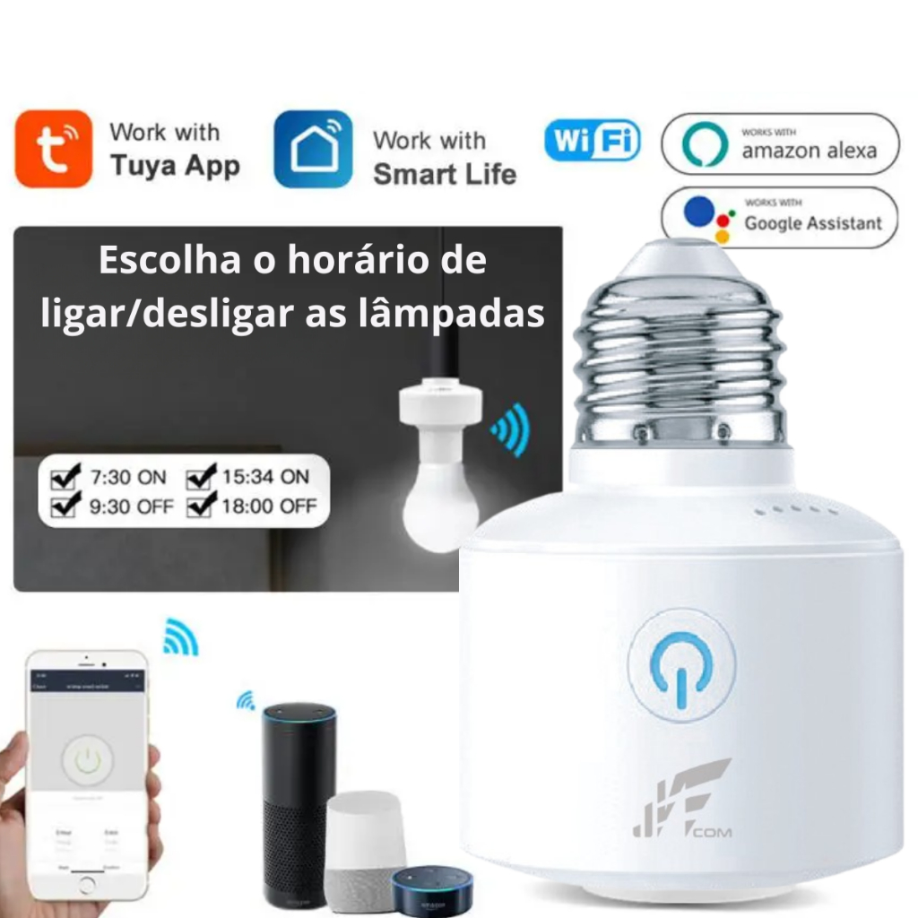 Soquete Wifi Casa Inteligente E27 Bocal Lâmpada Compatível com Alexa Google Home