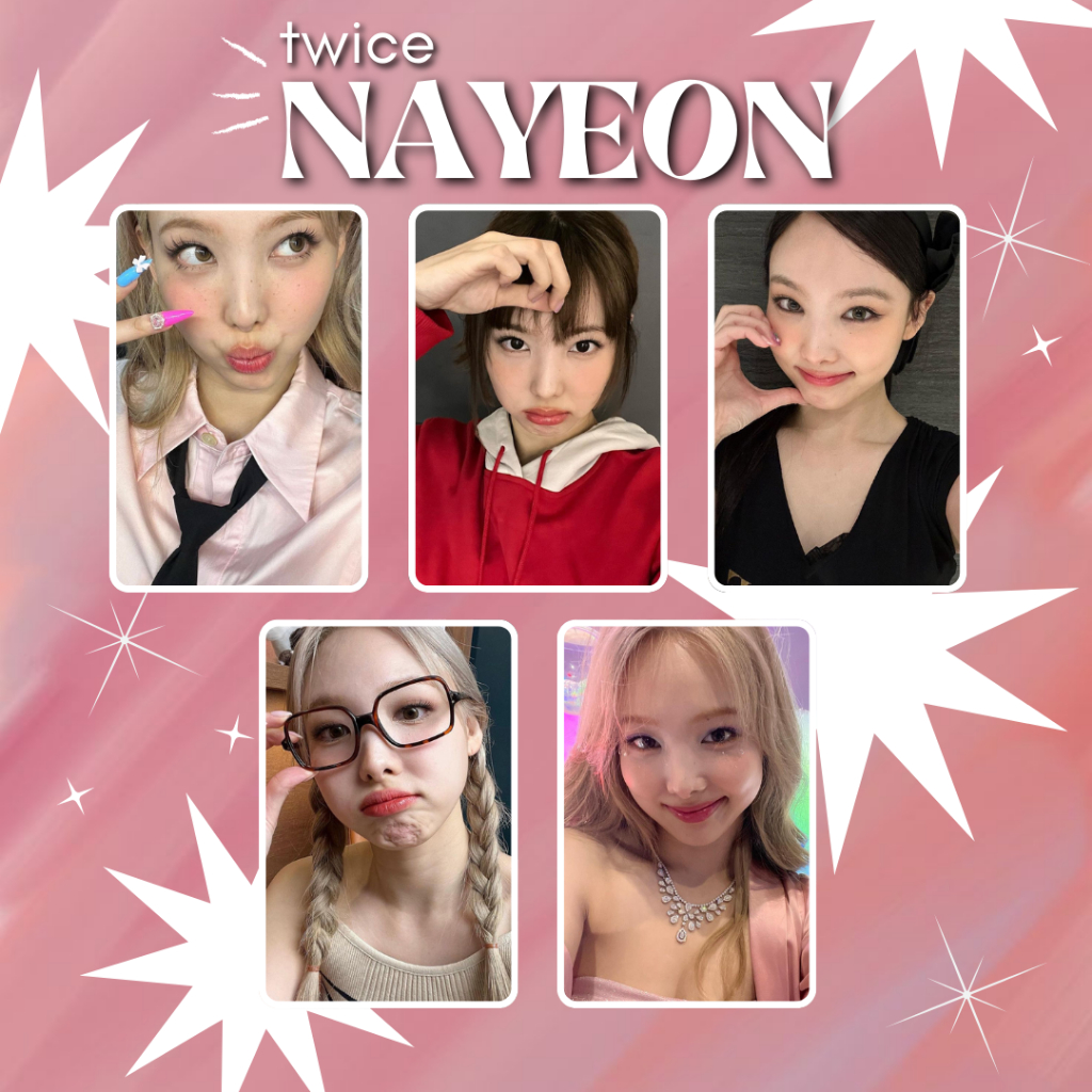TWICE - Nayeon, set 5 Photocards Fanmade frente e verso, Set Pop