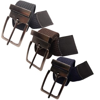 Kit 3 Cintos em Lona Premium Masculino C/Regulagem Fivela Grande