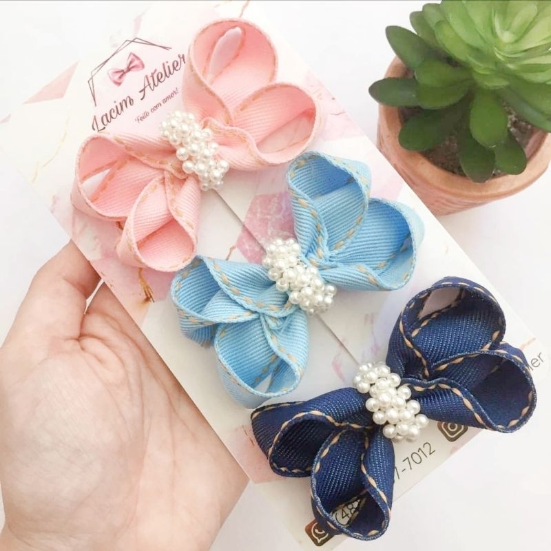 Presilha De Cabelo Meninas Com chuva de Pérolas E Borrachinha Antideslizante