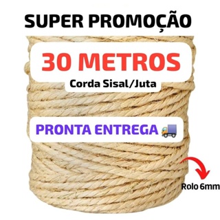 Corda Sisal/Juta 6mm - SUPER PROMOÇÃO - 5 10 15 30 67 METROS em Oferta na Shopee