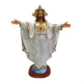 Jesus Oxalá 30cm de braços abertos imagem de Jesus Oxalá de resina decorativo altar umbanda em Oferta na Shopee