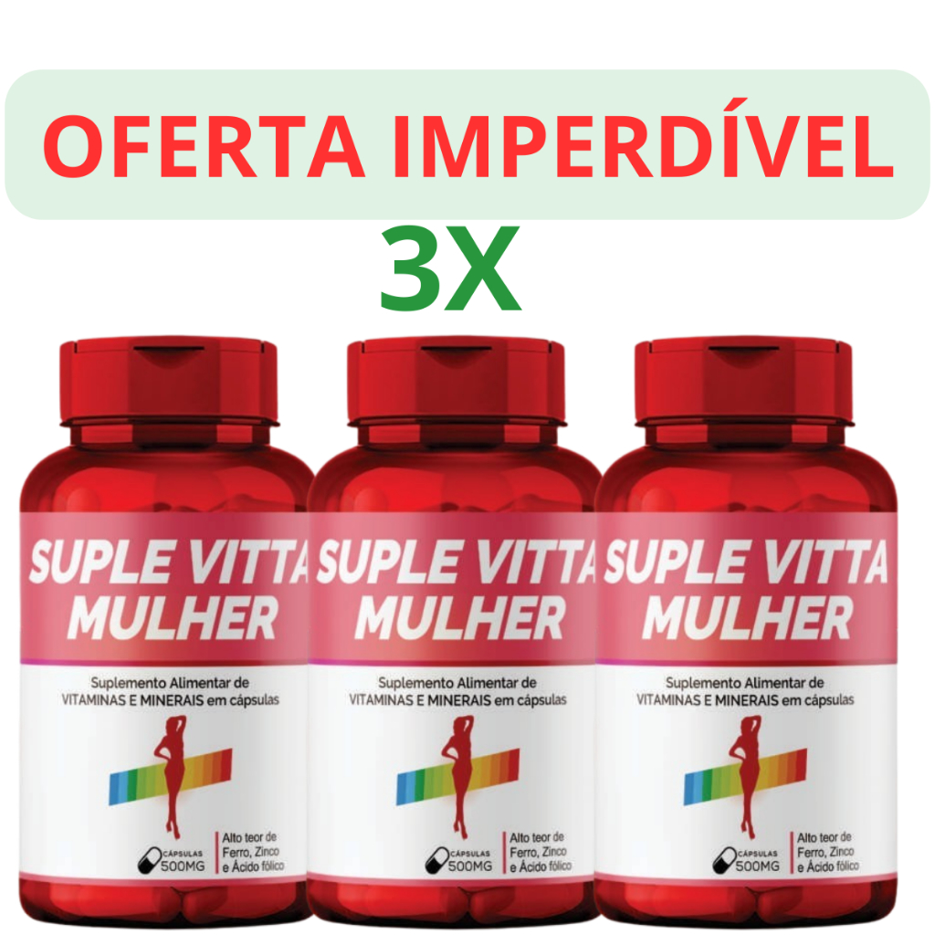 KIT 03 Suple Vitta Mulher - Multivitaminico Para Mulher - 360 Capsulas - Suplemento alimentar Bio Vittas