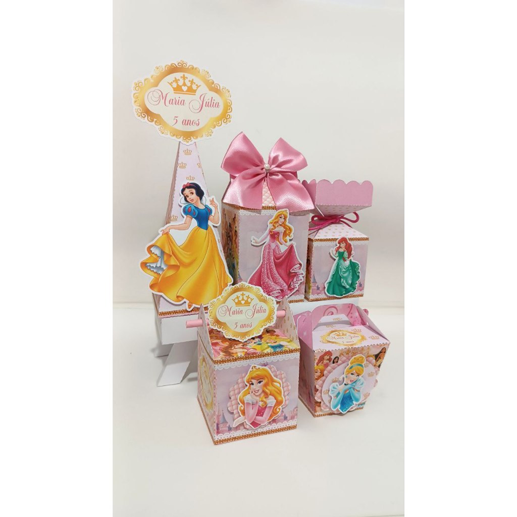 Kit Festa - 20 Lembrancinhas Personalizada Princesas - Caixinhas Personalizadas - Papelaria Personalizada